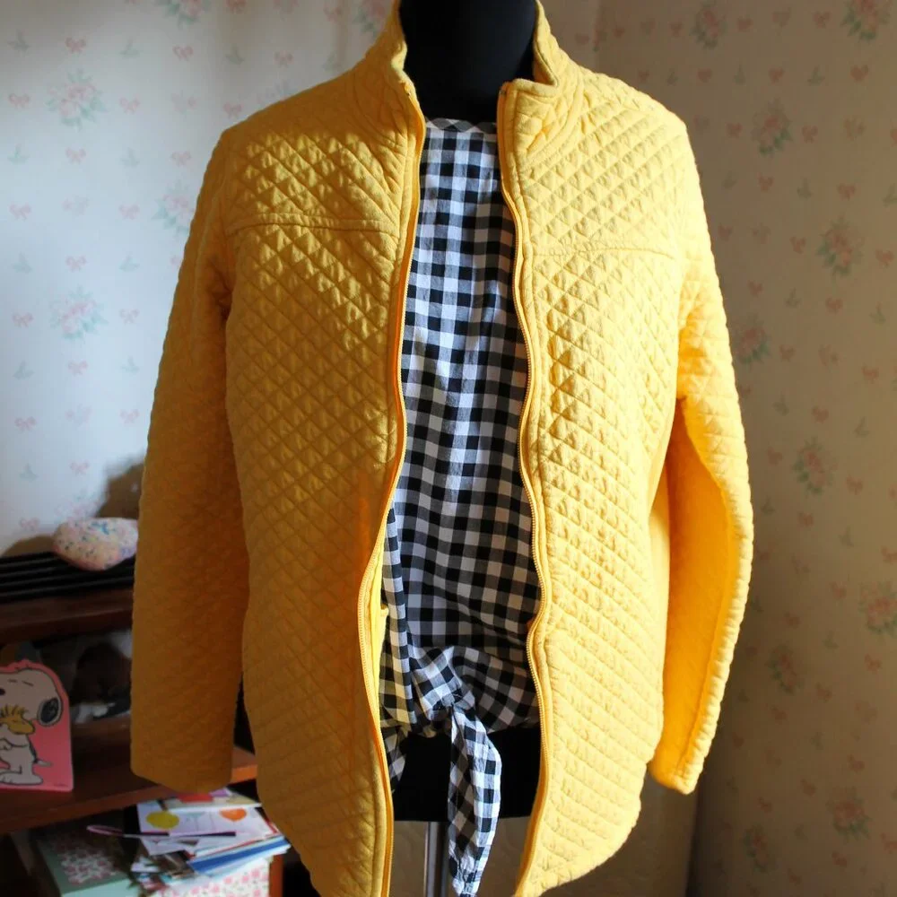 2/$10 Croft & Barrow Marigold Yellow Quilted Zip-Up Jacket, Medium